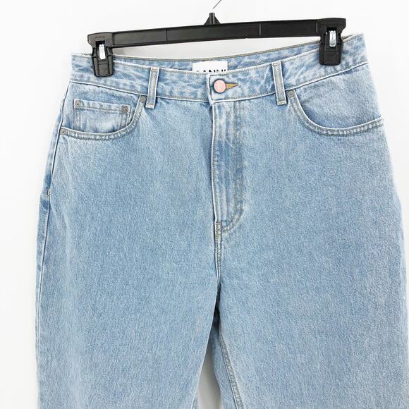 GANNI Womens Misy Cropped Jeans 32 US 14 Light Blue Rigid Denim High Rise NWOT - Picture 6 of 13